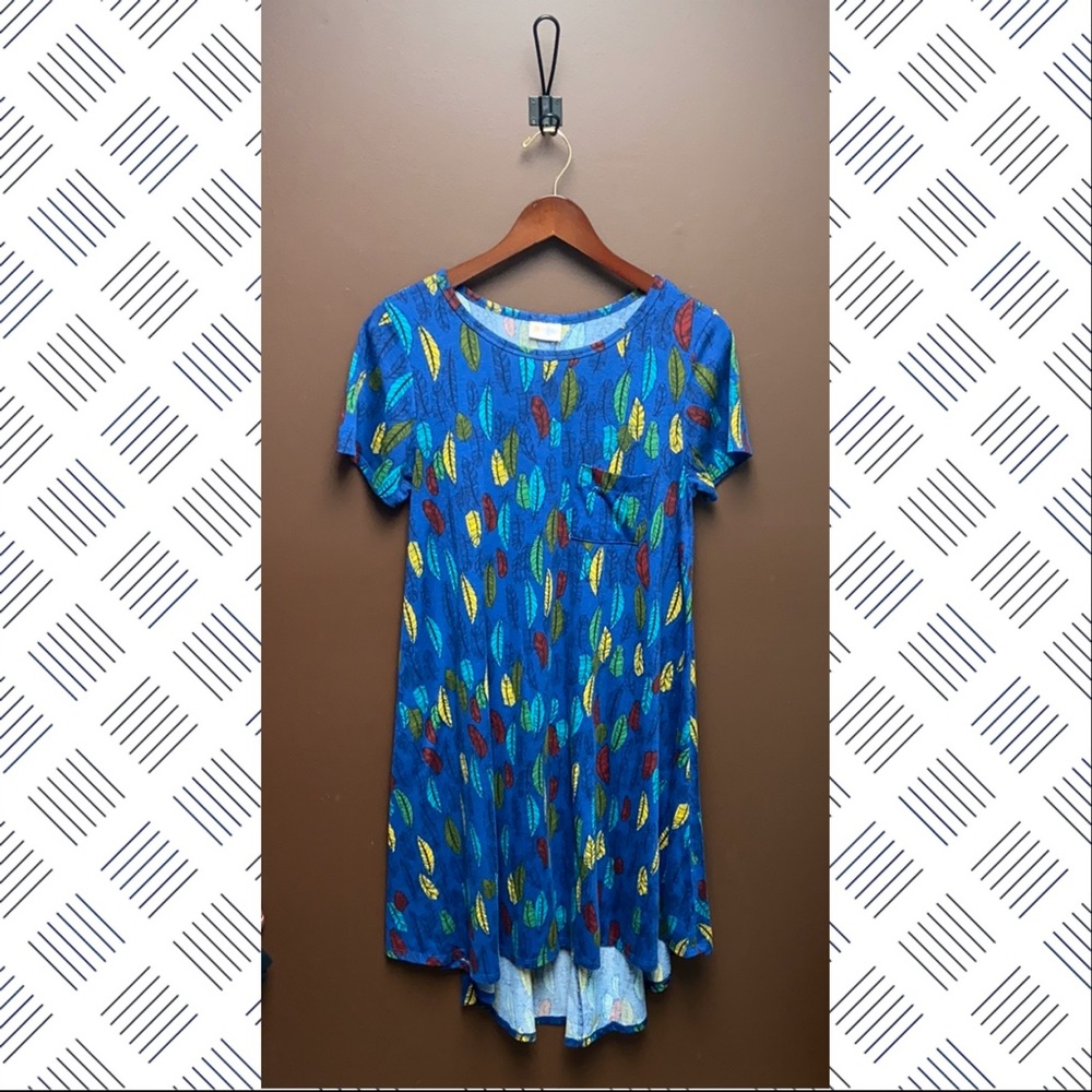‼️LAST CHANCE‼️Lularoe Carly blue with feathers